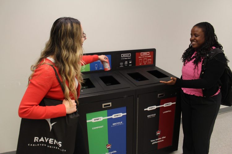 Students using the dustbin