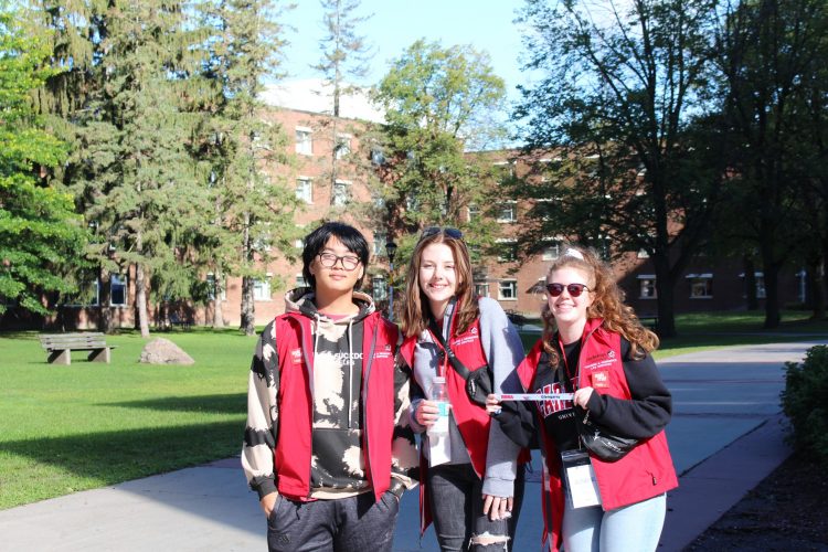 Three students at Carleton Residence